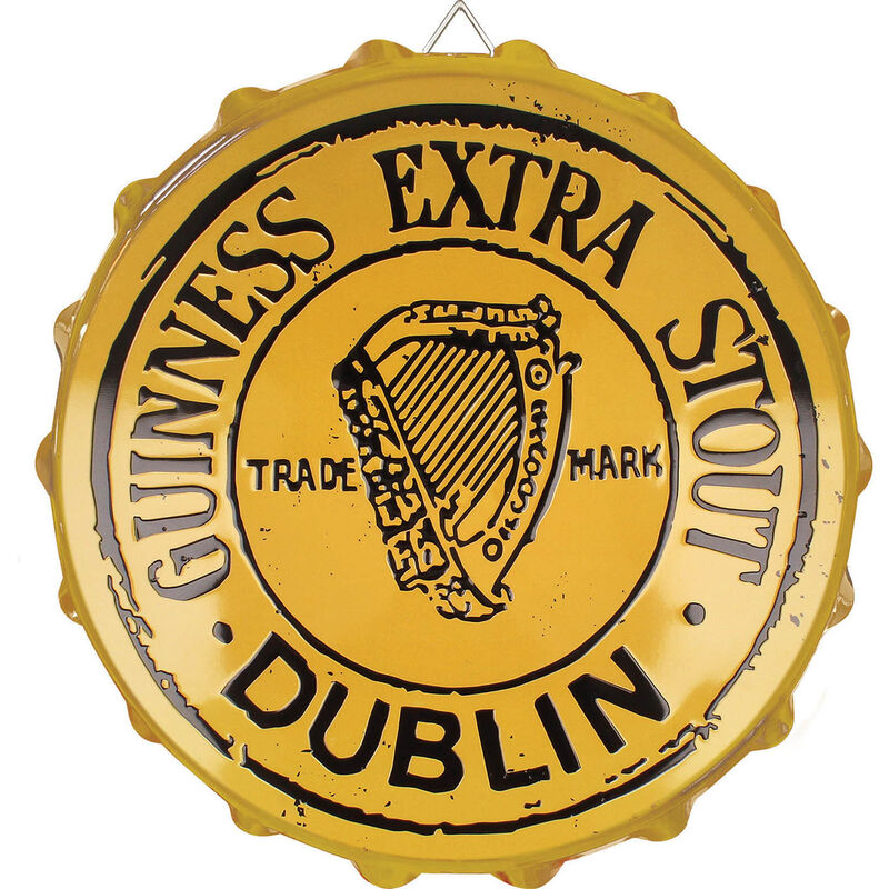 Guinness Extra Stout Bottle Cap Cream Metal Sign